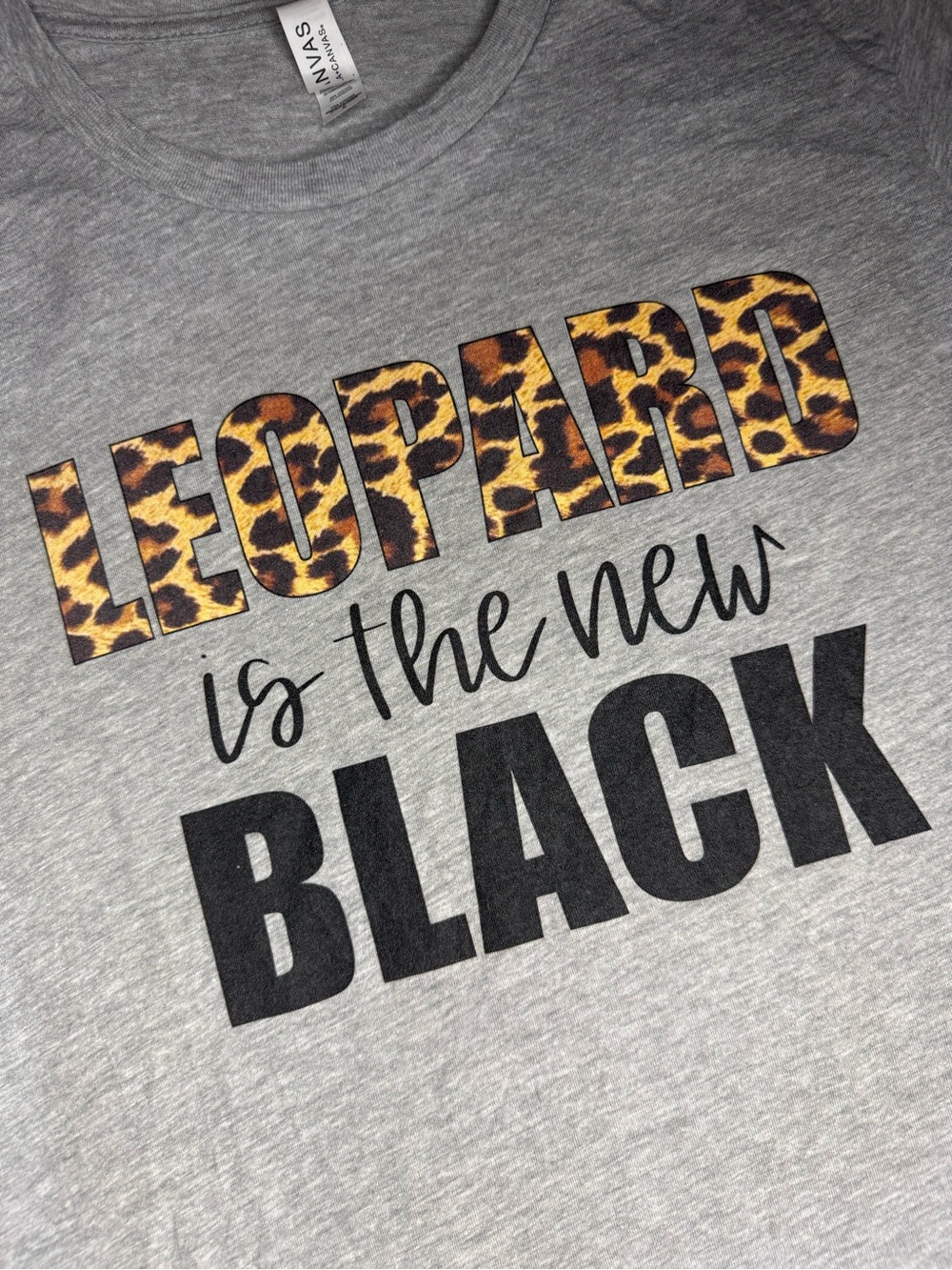Bella Canvas Gray Leopard Print Graphic Tee - Picture 4 of 14